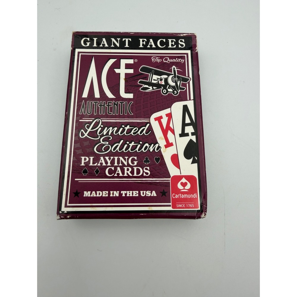 Cartamundi Ace Authentic Limited Edition Playing Cards Giant Faces Burgundy USA